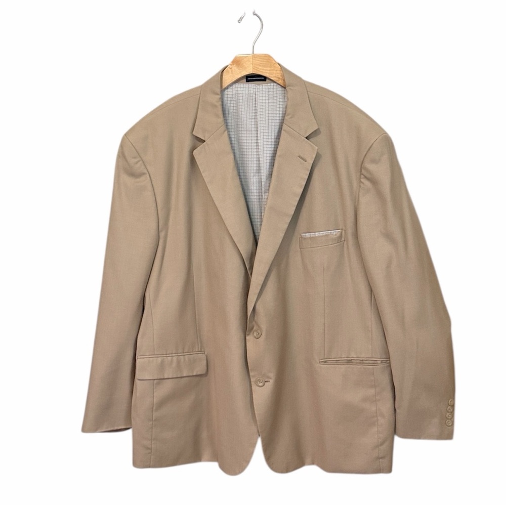 STAFFORD ESSENTIALS TAN DRESS COAT WITH POCKETS SEE DESCRIPTION FOR MEASUREMENT